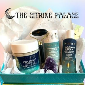 Pacifica beauty box bundle w obsidian facial roller + Amethyst cluster Gift Set